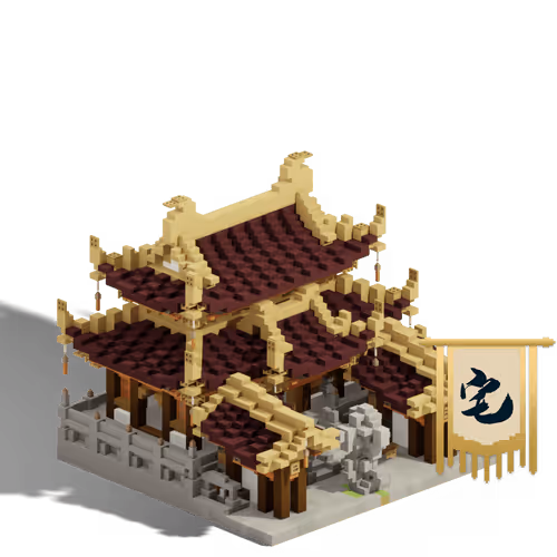 Folk House with Stone Statue #265