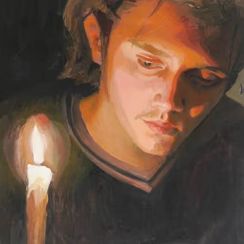 Self-portrait by Candlelight
