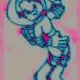 Cosmoboy. Made by AI-power painting machine with wrong settings, glitches and analog-like artefacts.