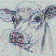 A large set of hallucinogenic cows produced by custom-made AI-powered painting machine.