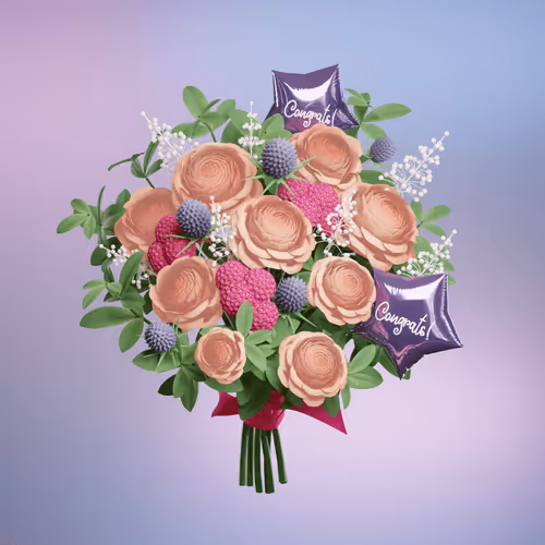 Congrats Pink Peony Wildflower Bouquet