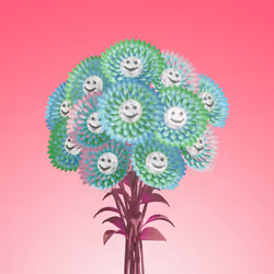 Pink, Blue and Green Sunflower Just Because Bouquet