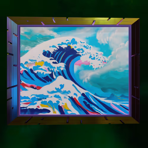 great wave framed
