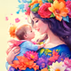 mom and children in love