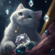 Cute Cat  and  Birthstone
