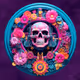 Vaporwave Clock Skull