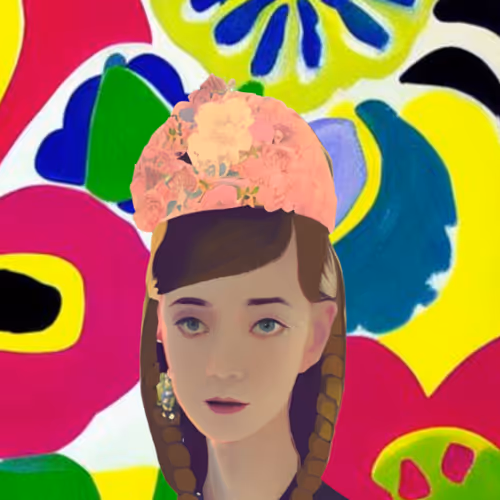 Girl with great painter's style background