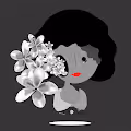 Girl and flawer - old