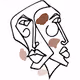 Surreal faces one line drawing art - old
