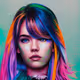 Cyberpunk women with colourful hair and makeup