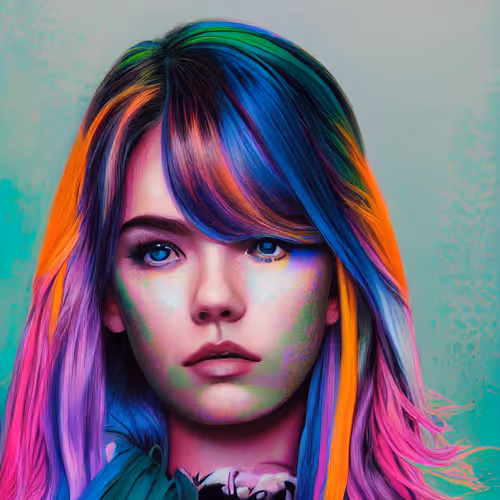 Cyberpunk women with colourful hair and makeup