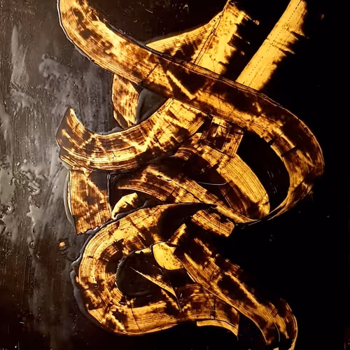 Calligraphy painting with bitumen