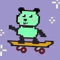 Little Green Panda On A Skateboard