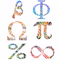 Mathematic symbols, abstract Arabic calligraphy