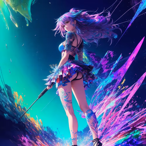Rainbow Hair Anime Girl