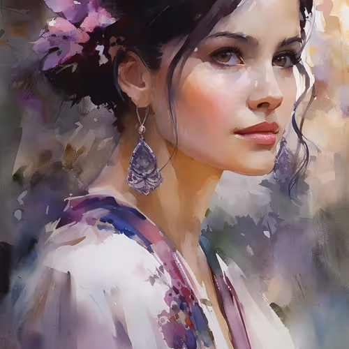 Materpiece of beautiful lady portraits in dress