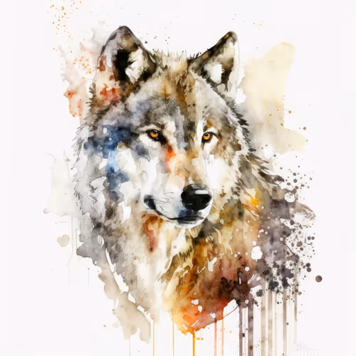 Watercolor Wolf Portait Painting
