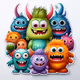 cheerful colorful monsters