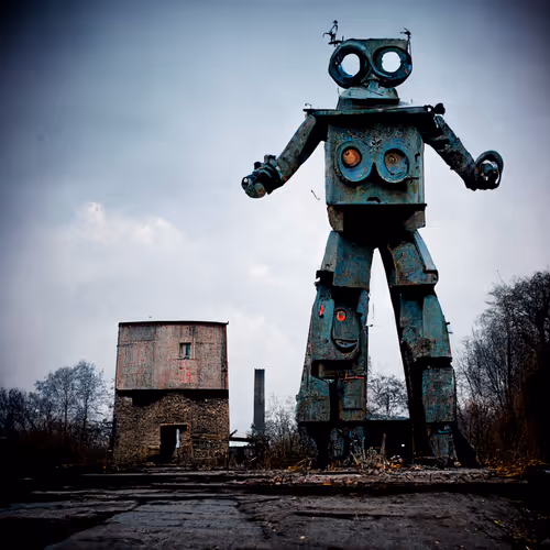 abandoned industrial robots