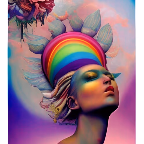 woman and the rainbow - old