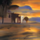 Villa in sunset and at dawn