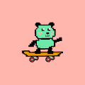 Little Panda Bears on A Skateboard