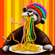 Monkey eating spaghetti