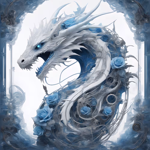 Dragon With Blue Roses (MECHA version)