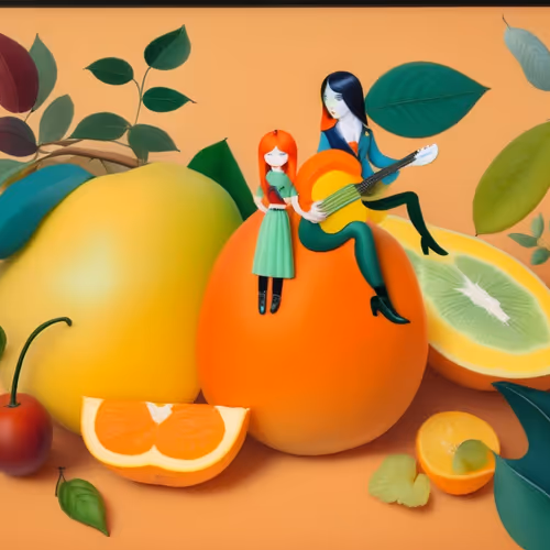 Enchanted Orchard with Giant Fruits