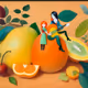 Enchanted Orchard with Giant Fruits