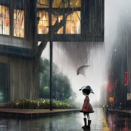 Little girl in the rain