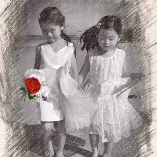 Girls in black & white(and a bit of red)