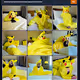 Neckbeard wearing Pikachu onesie lying suggestively on hotel bed