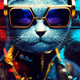 Cyberpunk Blue Cats in the Matrix