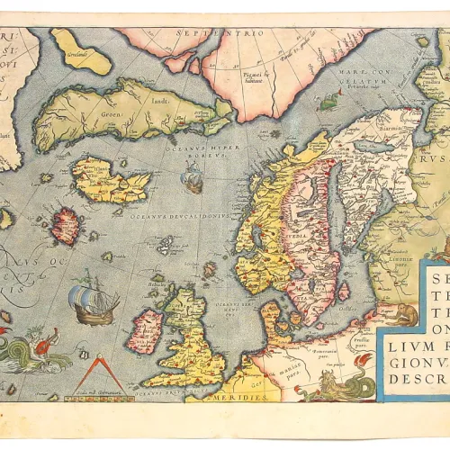 Antique map of Northern Europe and the North Sea