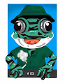 The frog wear a hat