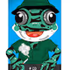The frog wear a hat