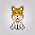 The Pixel Dog looks like Shiba Inu or Doge