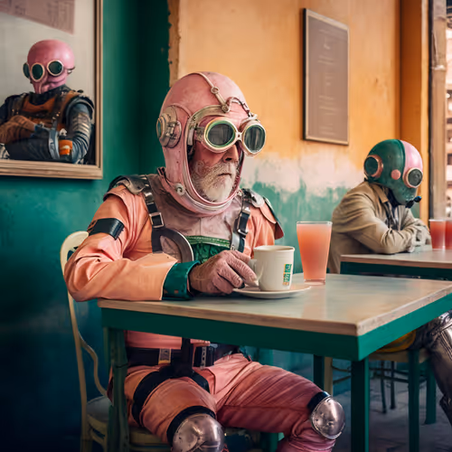 Retro Futuristic Italian Coffee Bar.