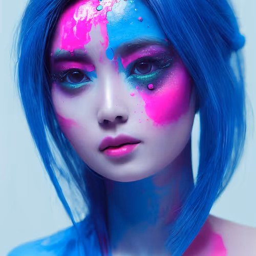 pink and blue portrait