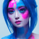 pink and blue portrait