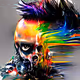 Abstract Rainbow Skulls