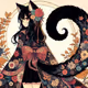 cat girl and moon