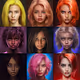 Neon faces of non-existent people