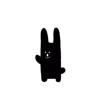 happy black rabbit - old