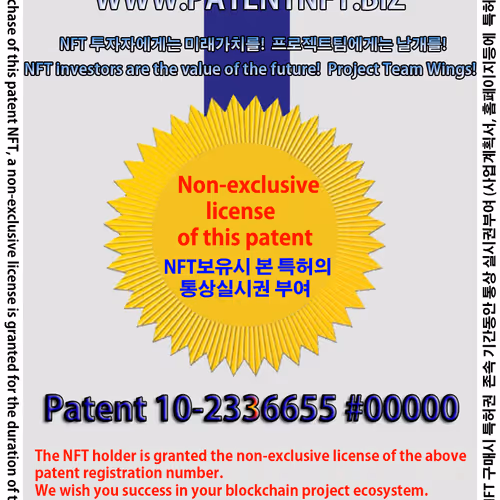 Patent 10-2336655 Blockchain NFT