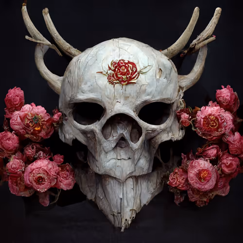 Dark Skulls in roses