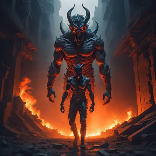 Devil and Angel battle