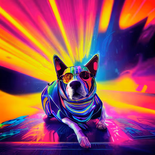 Psychedelic Neon Cyber Dogs
