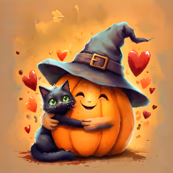 Cat and the pumpkin
